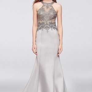 Beaded illusion prom dress
